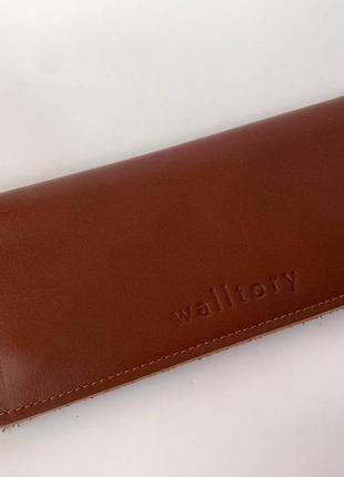 Кошелек slim wallet (коричневая гладкая кожа)7 фото
