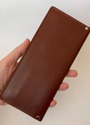 Кошелек slim wallet (коричневая гладкая кожа)6 фото