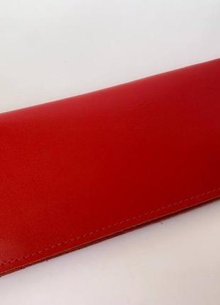 Кошелек slim wallet (красная гладкая кожа)8 фото