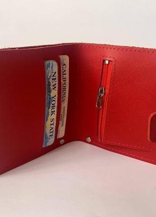 Портмоне кошелек discovery (красная гладкая кожа)4 фото