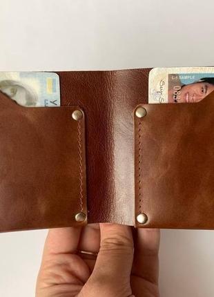 Портмоне гаманець компактне (коричнева шкіра)3 фото