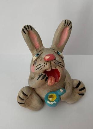 Скульптура керамическая, статуэтка из керамики, фигурка из керамики "заєць", "кролик"1 фото