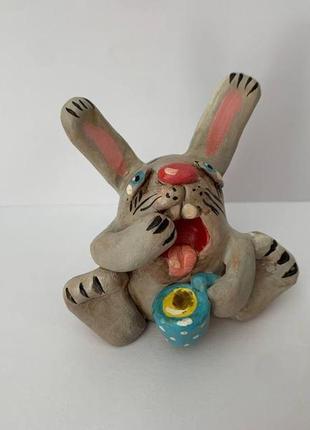 Скульптура керамическая, статуэтка из керамики, фигурка из керамики "заєць", "кролик"