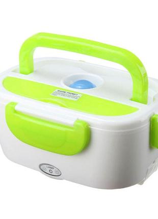 Ланч бокс электрический с подогревом lunch heater 220 v pro, термос для еды для детей. цвет: зеленый2 фото