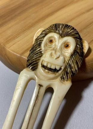 Шпилька з кістки, аксесуар, шпилька для волосся "мавпа", шпилька з кістки "мавпочка"3 фото