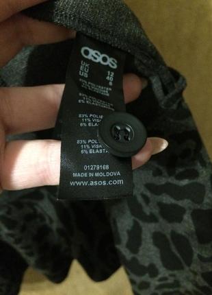 Asos curve піджак, жакет з баскою леопардовий принт сірий6 фото