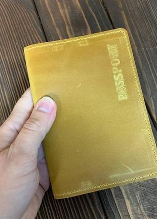 Обкладинка на паспорт з кишенею (коричнева шкіра)4 фото