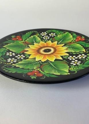 Тарелка деревяная расписная, тарелка декоративная, тарелка с росписью "цветы"6 фото