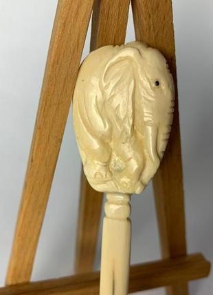 Шпилька деревянная, аксессуар, заколка для волос "слон",  заколка для волос из бивня мамонта слон2 фото