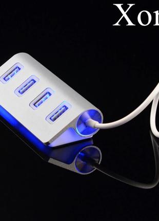 Концентратор зарядное устройство адаптер док-станция adapter usb хаб hub 4 портов port xorix aluminum w32s