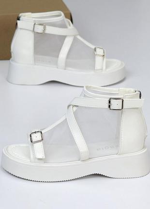 Ультра модные летние ботинки люкс цвет базовый белый2 фото