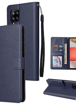 Чохол-книжка-шумок для samsung galaxy m22 синій шнурок на руку