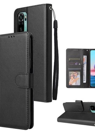 Чохол-книжка для xiaomi redmi note 10 pro чорний ремінець на руку
