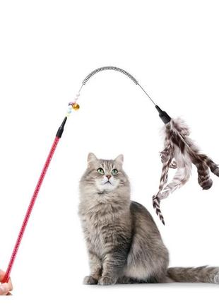 Іграшка дразилка — вудка для котів із дзвіночком "kiko"1 фото