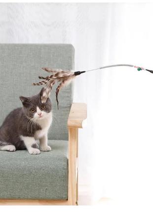 Іграшка дразилка — вудка для котів із дзвіночком "kiko"9 фото