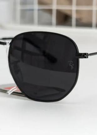 Качественные солнцезащитные очки хорошего качества поликарбонатовые линзы рей бен hexagonal  черн\черн