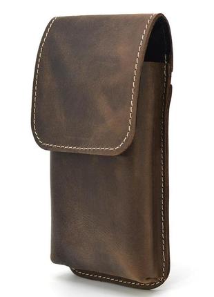 Шкіряна сумка чохол на пояс або через коричневе плече tarwa rcw-2093-3md