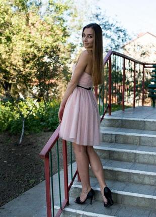 Aqua pink chiffon ruffled party cocktail dress6 фото