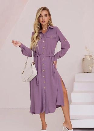 Темно-фіолетове плаття-сорочка з бічними розрізами, s, темно-фіолетовий xxl
