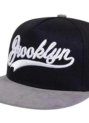 Кепка бейсболка brooklyn бавовна чорна. стильна бейсболка brooklyn