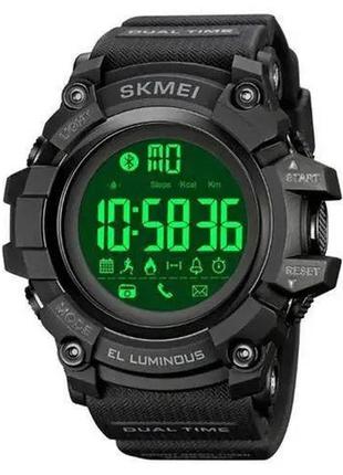 Годинник наручний чоловічий skmei 2053bk bluetooth, black, водонепроникний чоловічий годинник. колір: чорний2 фото