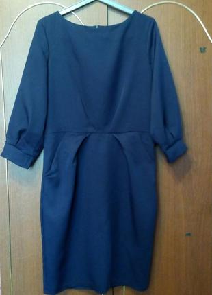 Вечірнє крепове плаття з кишенями синій, розмір 48 (xl)4 фото