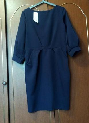 Вечірнє крепове плаття з кишенями синій, розмір 48 (xl)5 фото