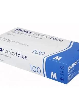 Рукавички нітрил pura comfort blue (синiй) m 100шт/уп