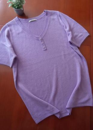 Чарівна м'якенька кофтинка, топ, тепла футболка, светр із вкороченим рукавом в лавандовому кольорі від tu💜🌿💜2 фото