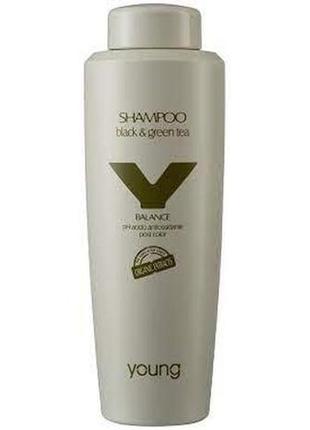 Шампунь кислотний post color young shampoo black & green tea 3...