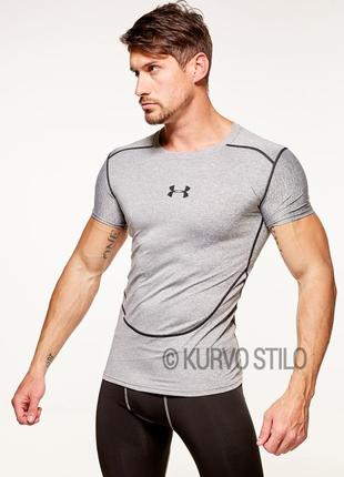 Мужская спортивная компрессионная футболка under armour, цвет серый, разные размеры