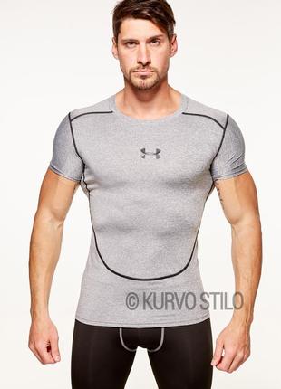 Мужская спортивная компрессионная футболка under armour, цвет серый, разные размеры2 фото