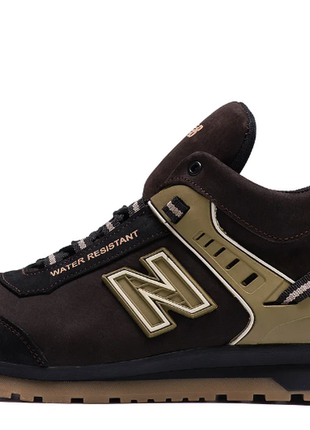 Чоловічі зимові шкіряні кросівки nb clasic brown nb кор. бот