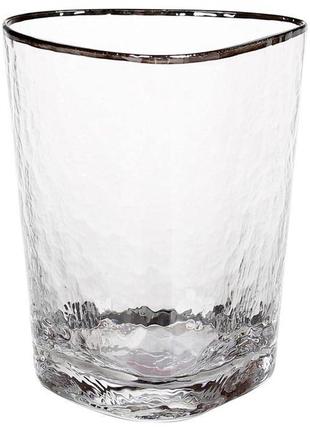 Набір 4 склянки monaco ice 350мл, скло з срібним кантом