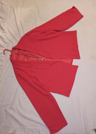 Женственный,укороченный,лёгкий,красный жакет-пиджак,мега батал6 фото