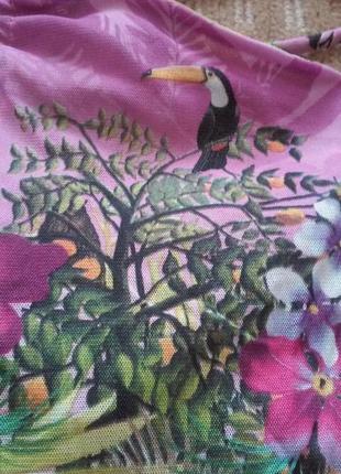 Пляжне італійське стрейчевое сукня туніка rosapois квітковий принт з метеликами і птахами4 фото