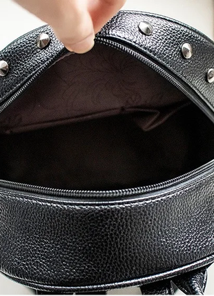 Женский кожаный черный белый рюкзак жіночий шкіряний ранець портфель сумка9 фото