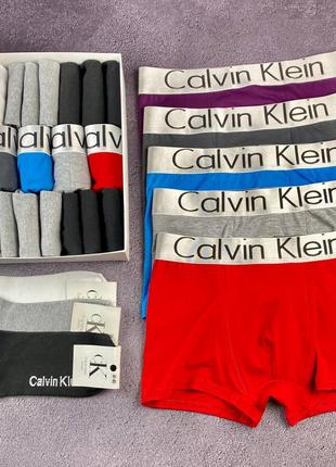 Чоловічі труси боксери - в стилі calvin klein з серебристою резинкою набір 5 шт6 фото