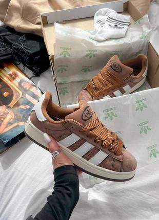 Женские кроссовки коричневые adidas campus brown