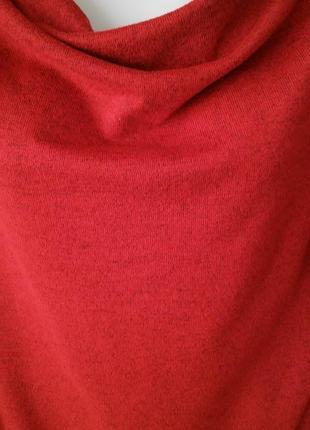Красивий светр-туніка з горловиною "водоспад", колір червоний мо.2 фото