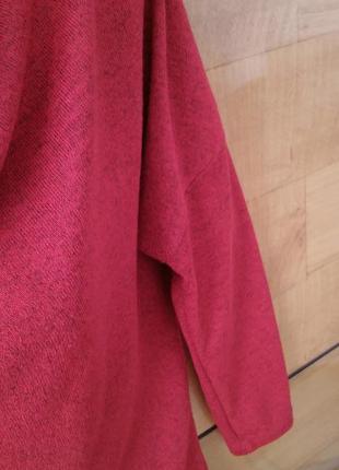Красивий светр-туніка з горловиною "водоспад", колір червоний мо.3 фото