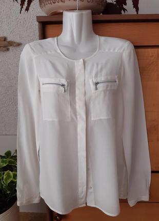 Стильна біла блуза-сорочка з натурального шовку1 фото