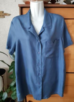 Блуза-сорочка цікавого джинсового кольору, натуральний шовк