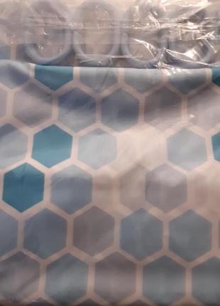 Блакитна шторка для ванни з щільного поліестеру підвищеною про...2 фото