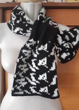 Незвичайний двосторонній шарф-снуд з жакардовим візерунком4 фото