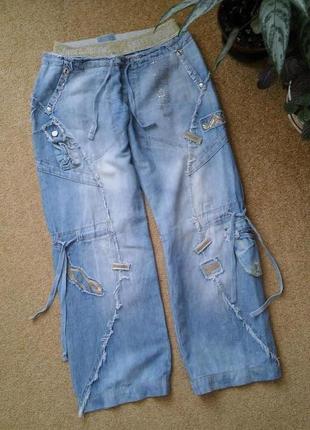 Жіночі джинсові штани вільного крою2 фото