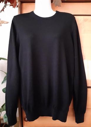 Чорний вовняний светр унісекс, 100% extra fine merino