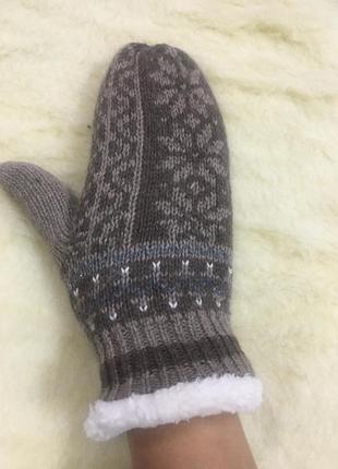 Теплі шерстяні рукавички8 фото