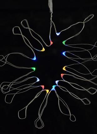 Электрогирлянда yes! fun led-нить, 15 ламп, многоцветная, 1,60 м., 1 реж.мигания, серебрян 801116  ish