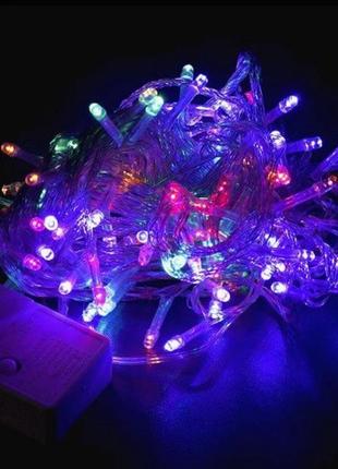Гірлянда 100 лампочок, мультикольорове світло, 8 режимів, 8м, живлення 220 v, c54323 c54323  ish